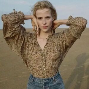 DOEN rose blouse in mustard